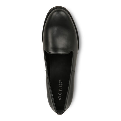 Vionic Willa Wedge Womens Slip On/Loafer/Moc Wedge - Black Leather - Top