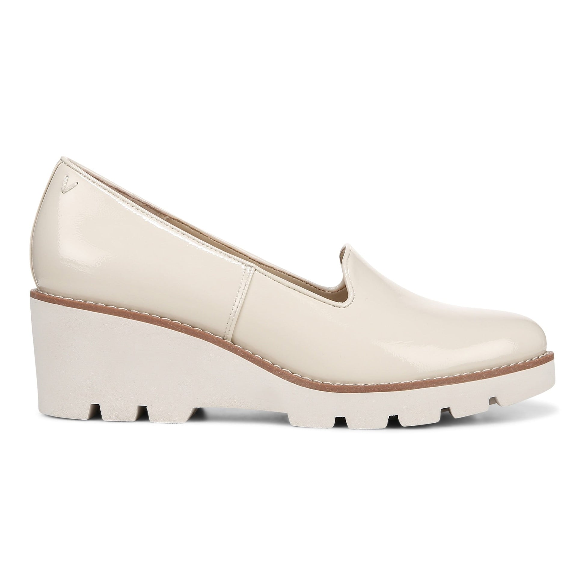 Vionic Willa Wedge Women's Slip-On Loafer Moc Wedge Shoes - Cream - Right side