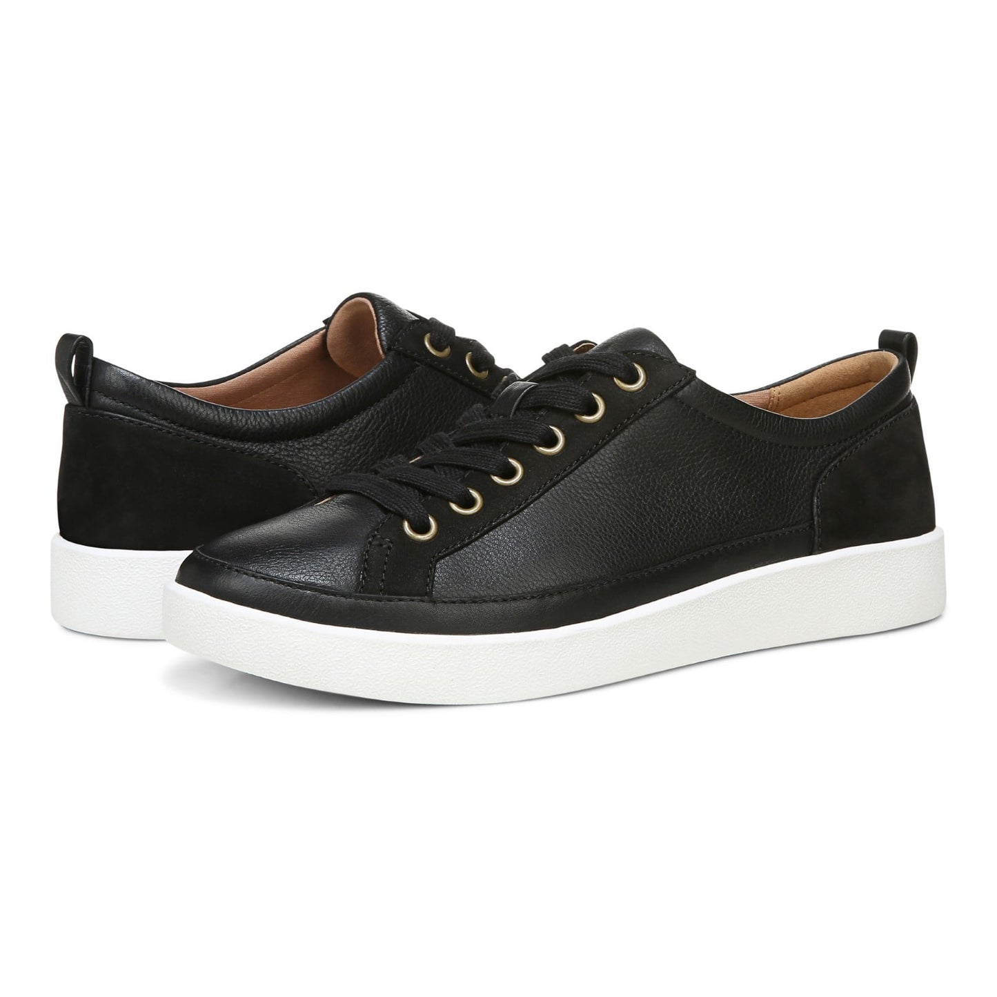 Vionic Winny Women's Casual Sneaker - Black Leather Nubuck - pair left angle
