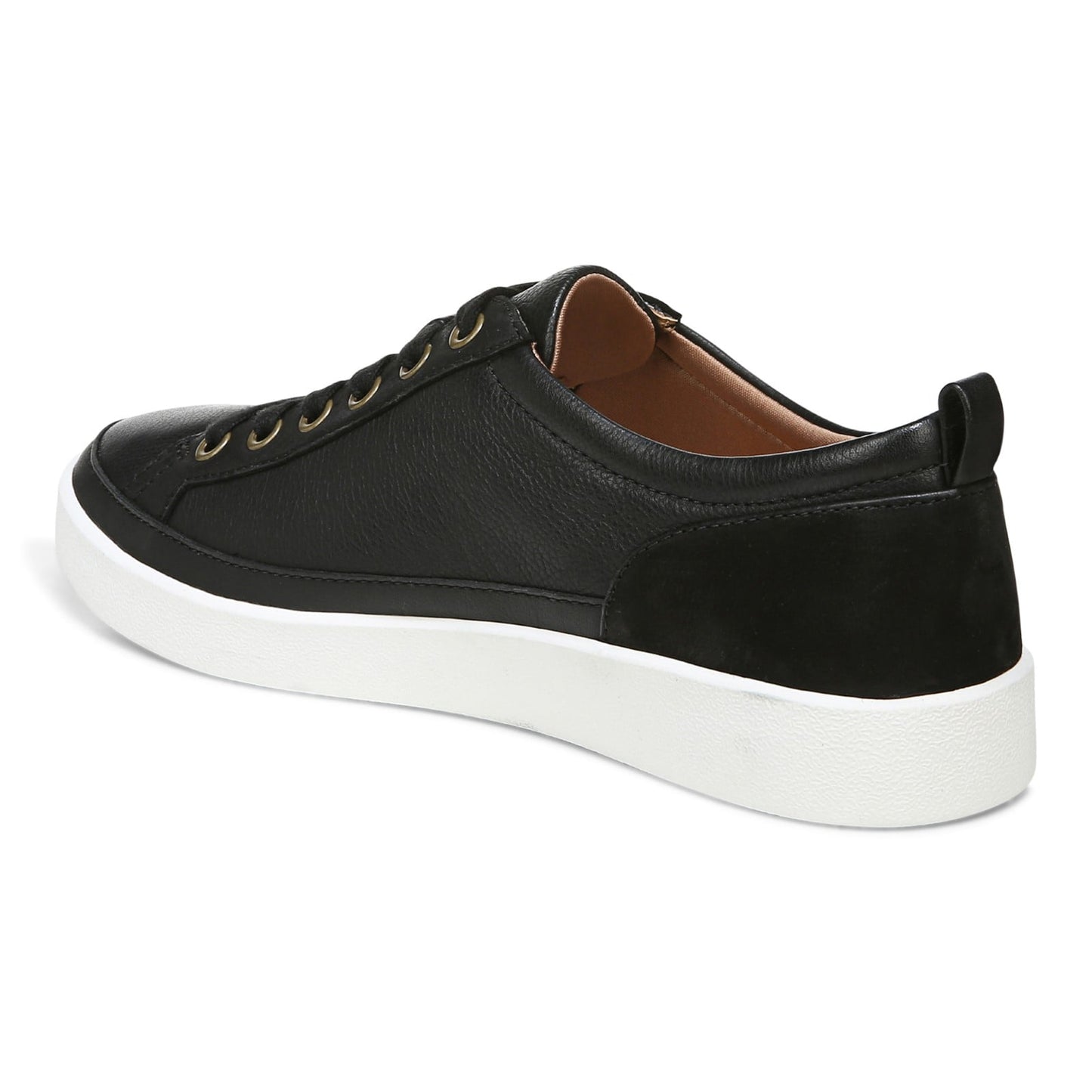 Vionic Winny Women's Casual Sneaker - Black Leather Nubuck - Back angle