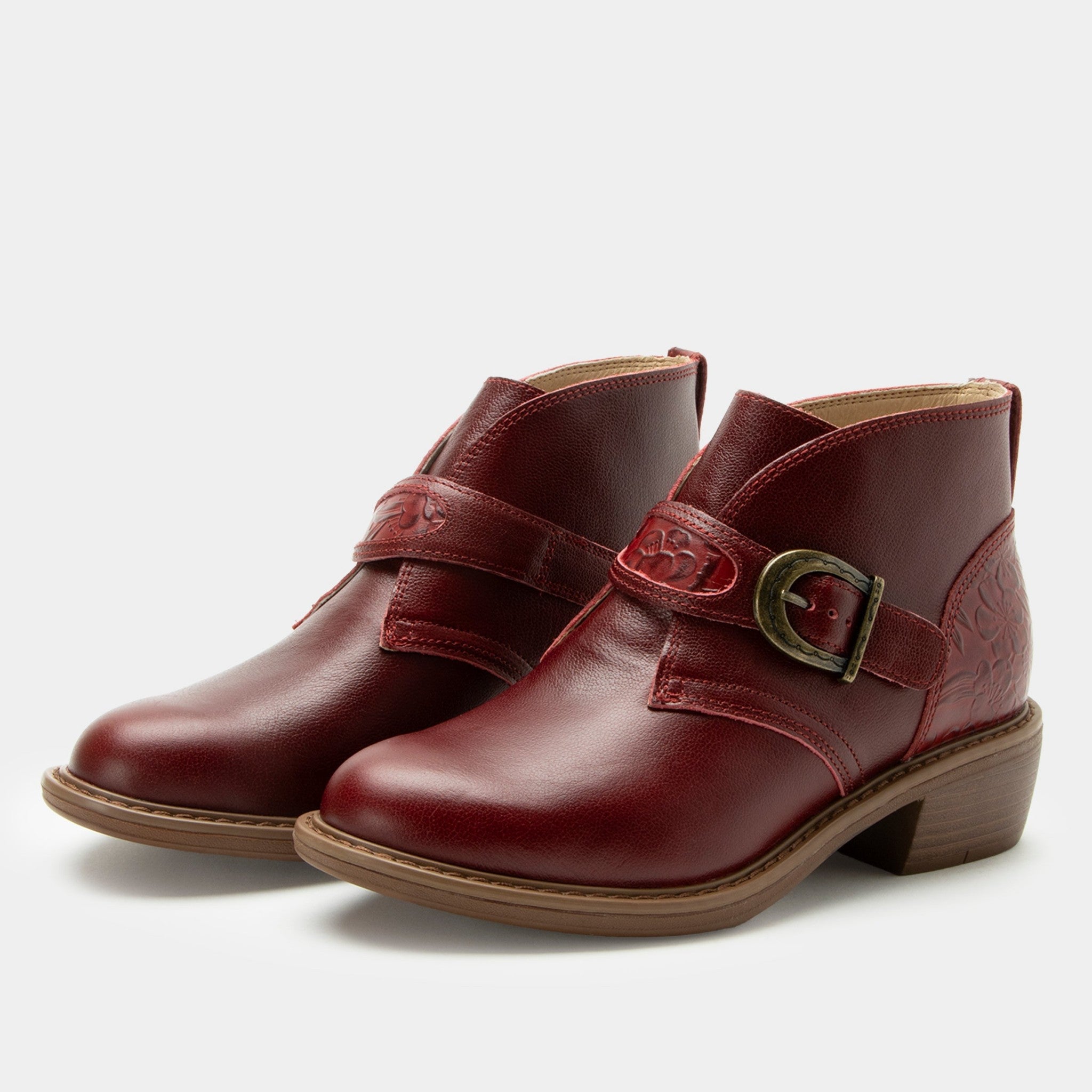 Alegria Mikki Trimform Heel Comfort Arch Support Women's Ankle Boot - Loretta Red - 1