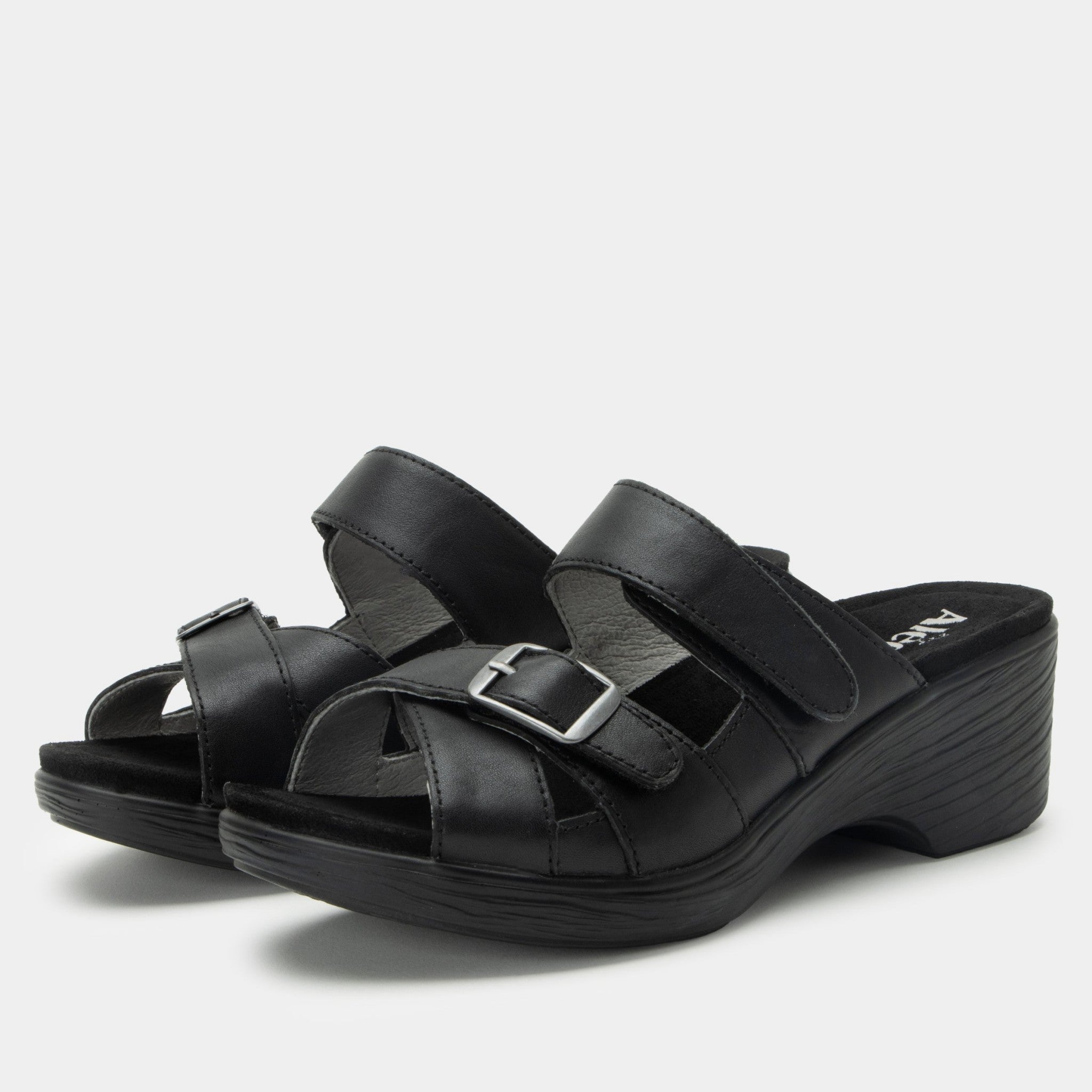 Alegria Sierra Comfort Arch Support Women's Wedge Sandal - Coal - 1