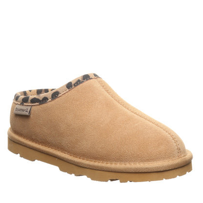 Bearpaw TABITHA YOUTH Youth's Slippers - 2973Y - Iced Coffee/leopard Trim - angle main