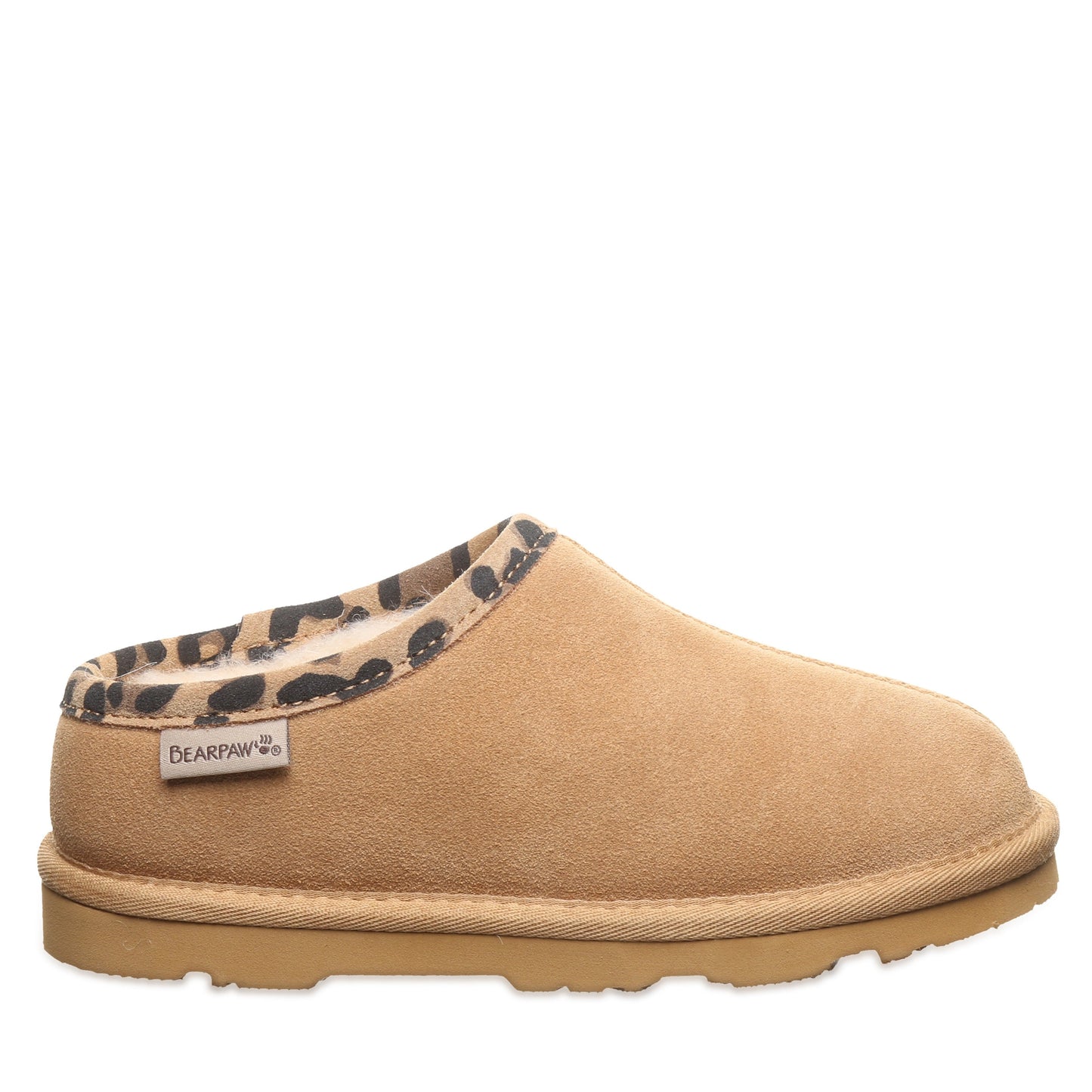 Bearpaw TABITHA YOUTH Youth's Slippers - 2973Y - Iced Coffee/leopard Trim - side view 2