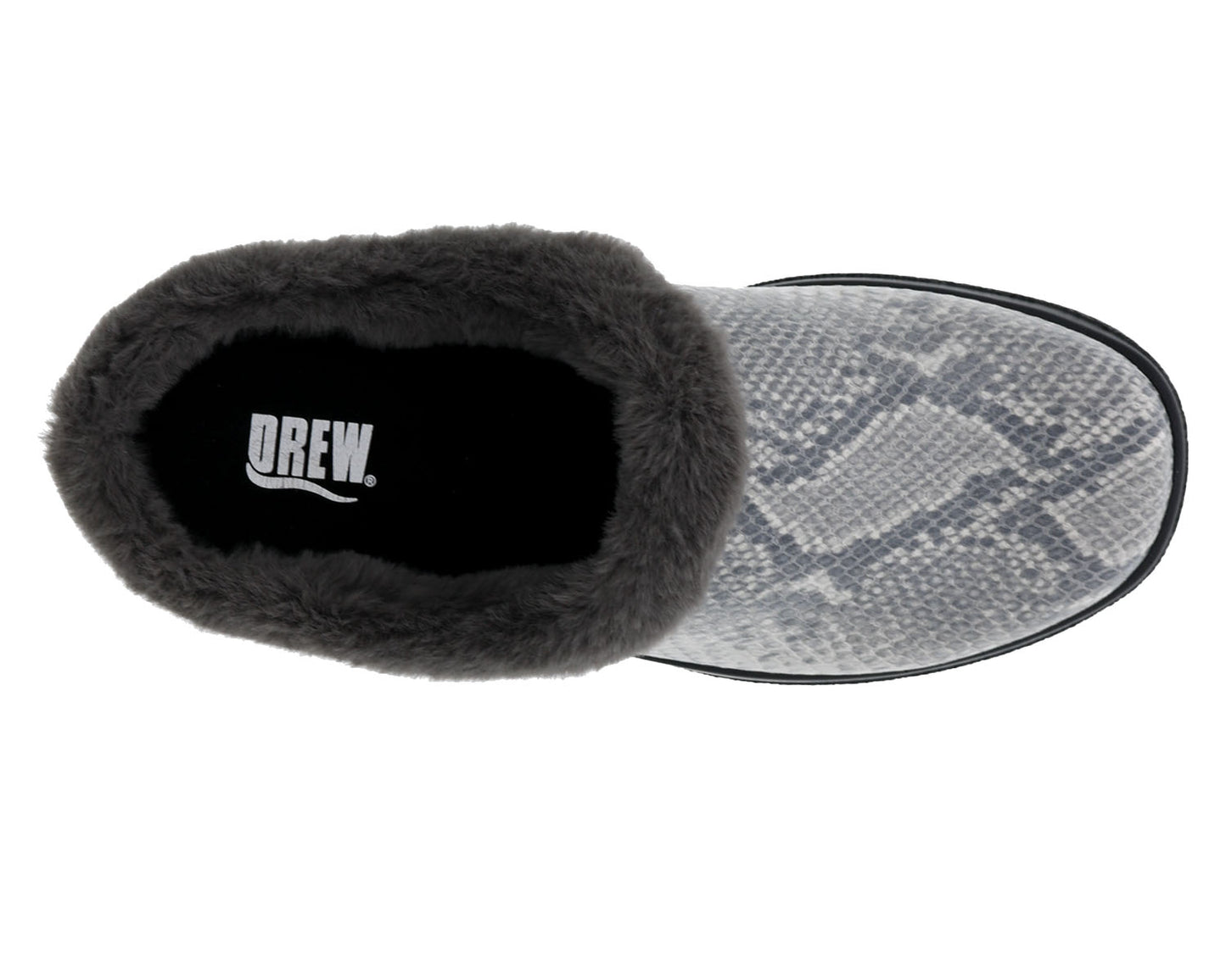 Drew Women's Comfy Wool Orthopedic Slipper - Af78 Black/Grey Vegan Snake