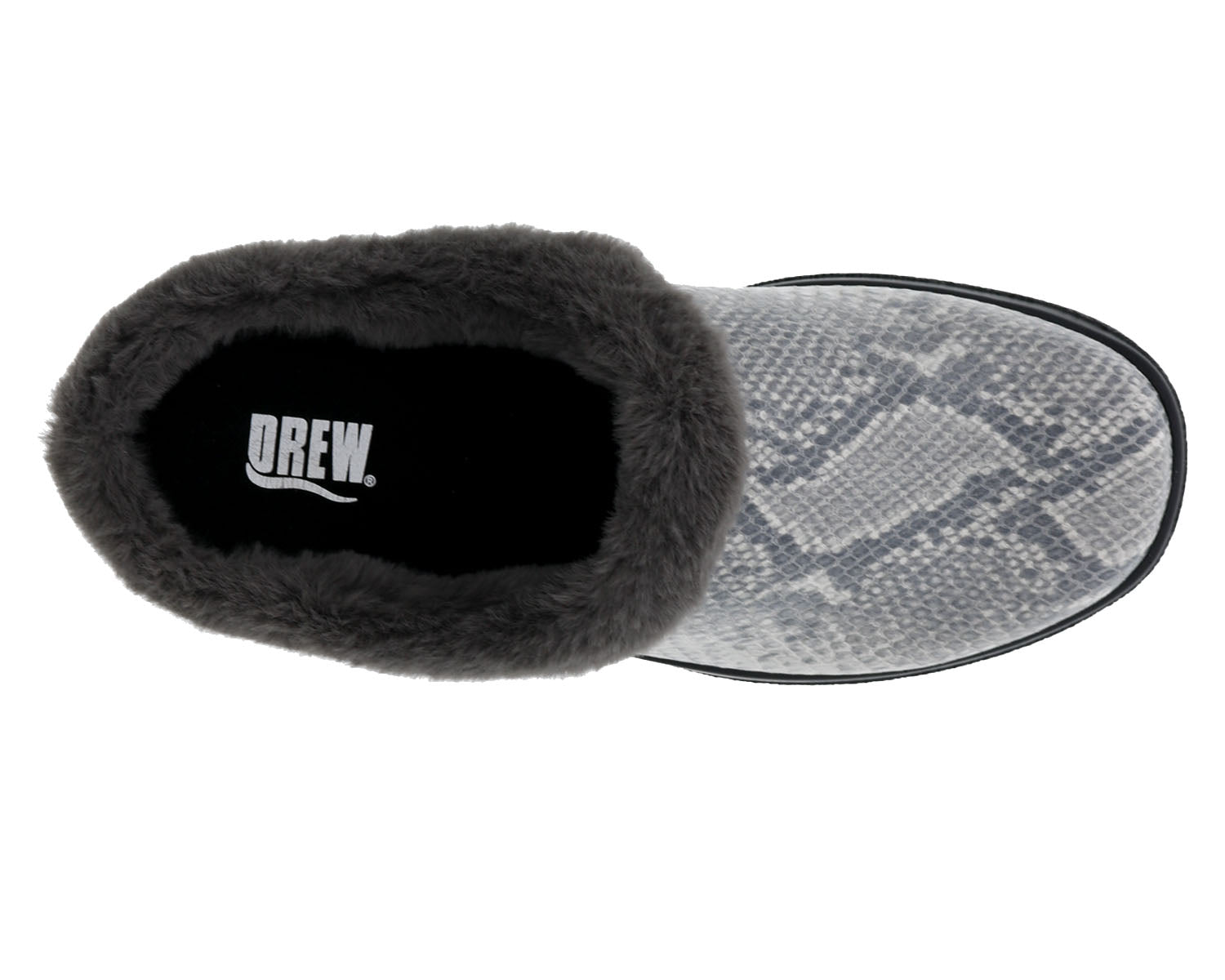 Drew Women's Comfy Wool Orthopedic Slipper - Af78 Black/Grey Vegan Snake