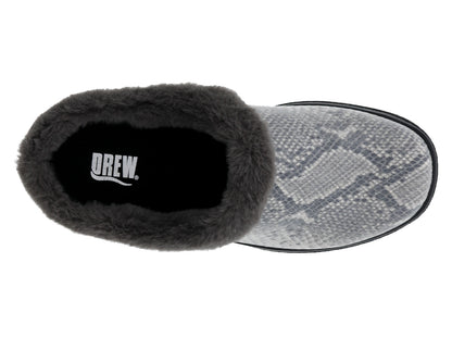 Drew Women's Comfy Wool Orthopedic Slipper - Af78 Black/Grey Vegan Snake