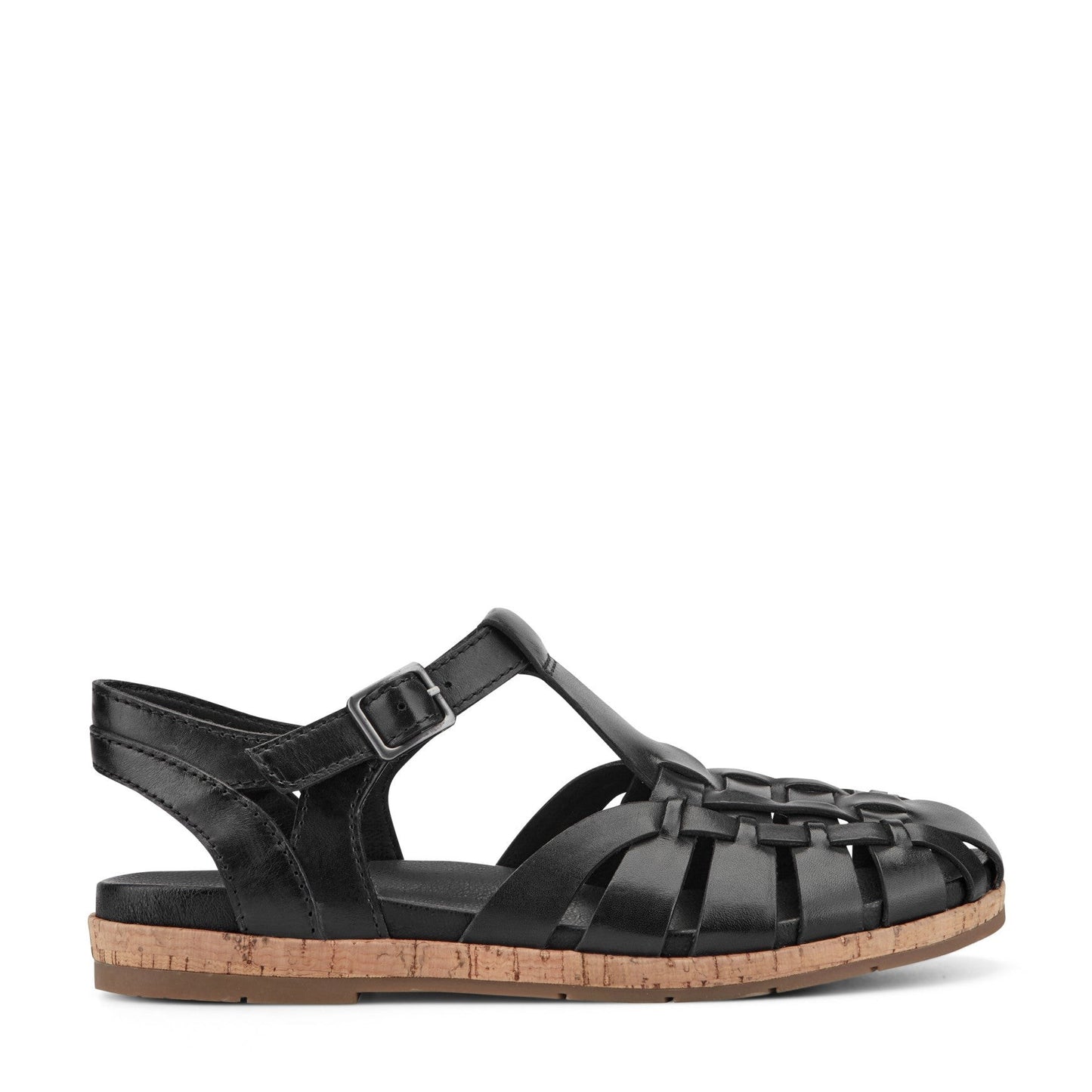 Earth Alazia Cushioned Arch Support Fisherman Sandal Women's - Black Leather - 1