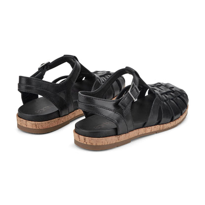 Earth Alazia Cushioned Arch Support Fisherman Sandal Women's - Black Leather - 4