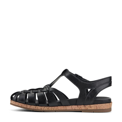 Earth Alazia Cushioned Arch Support Fisherman Sandal Women's - Black Leather - 5
