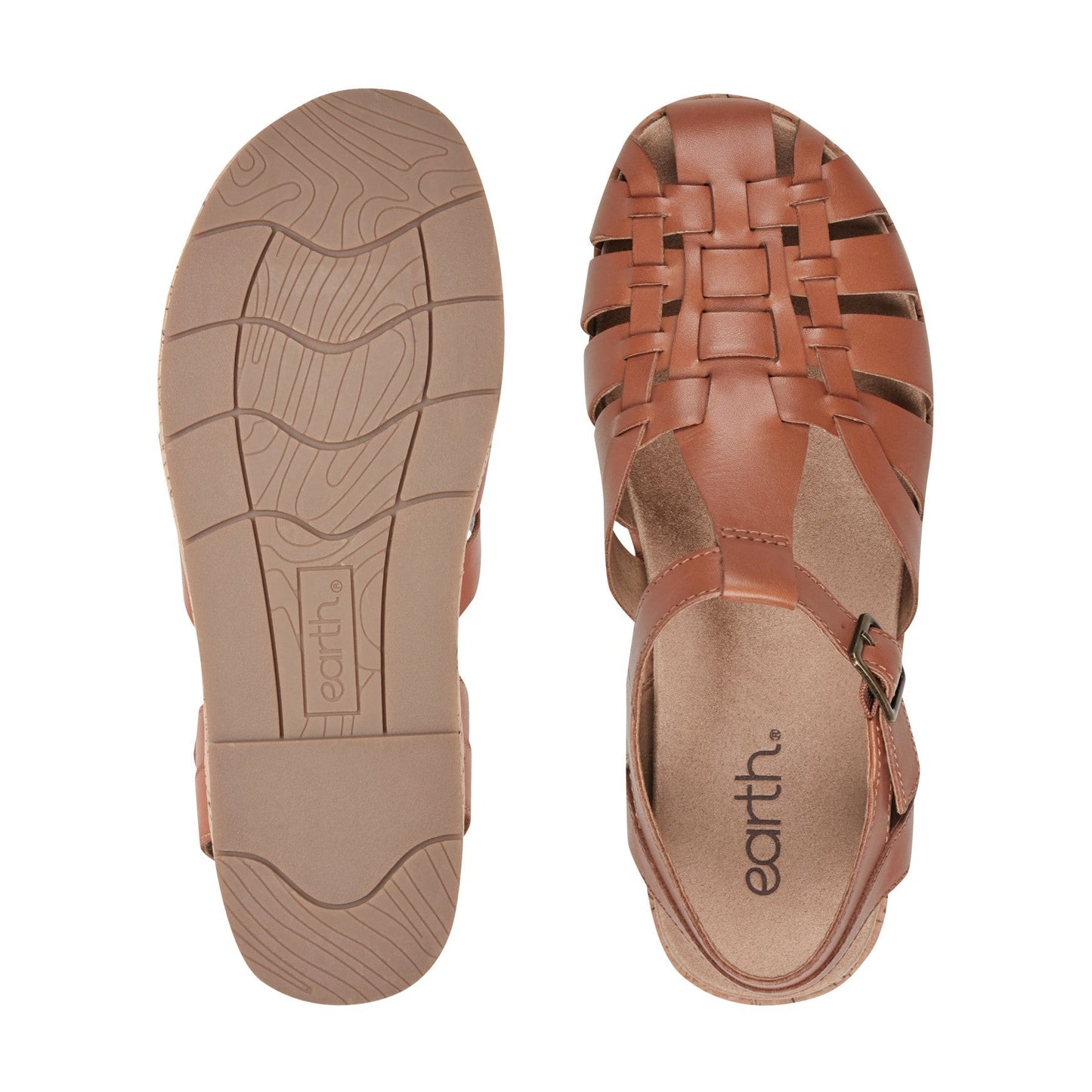 Earth Alazia Cushioned Arch Support Fisherman Sandal Women's - Dark Natural Leather - 6