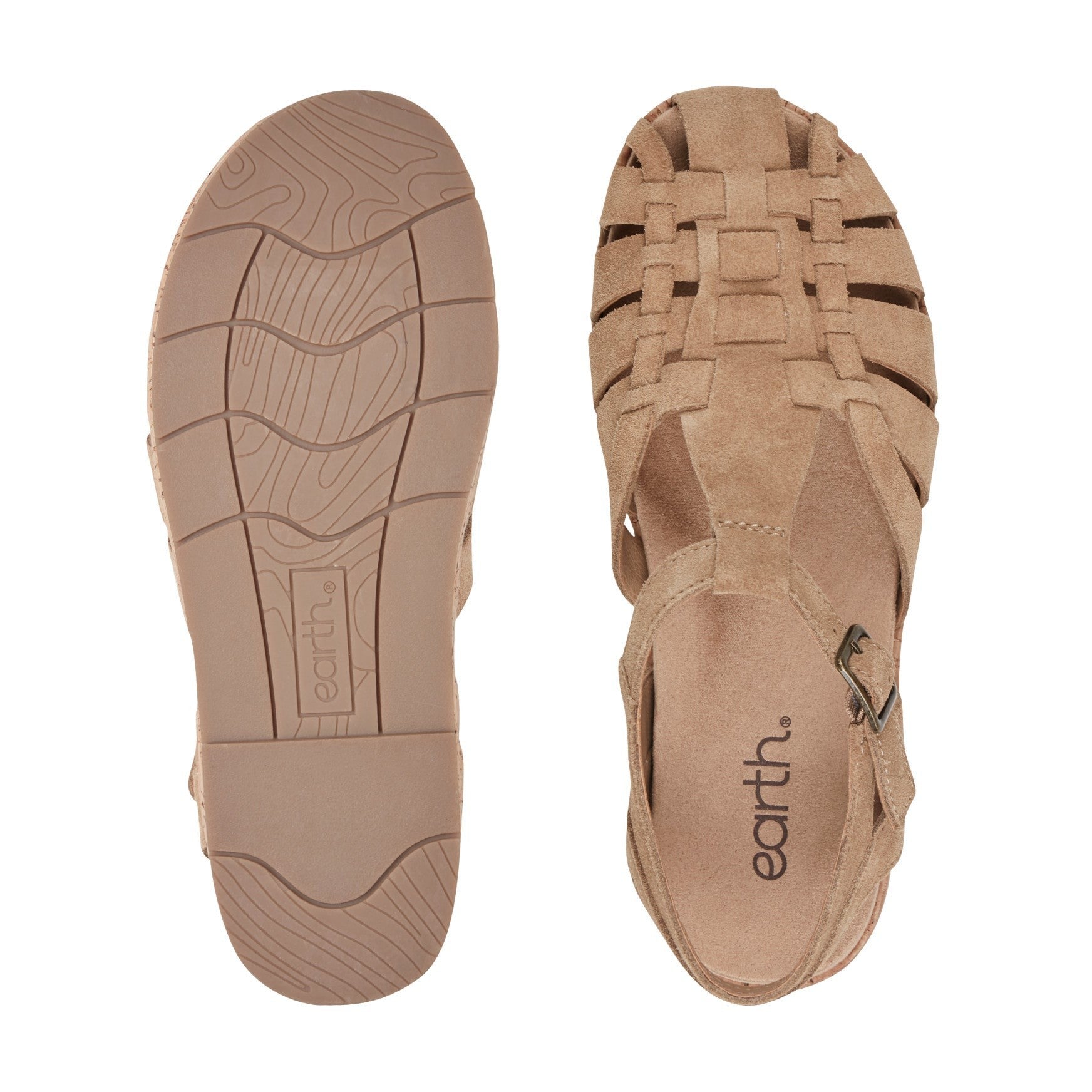 Earth Alazia Cushioned Arch Support Fisherman Sandal Women's - Light Brown Suede - 6