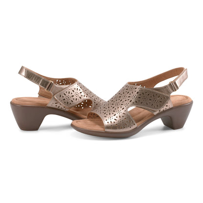 Easy Spirit Calix Cushioned Arch Support Women's Heeled Sandal - Bronze Leather - 7