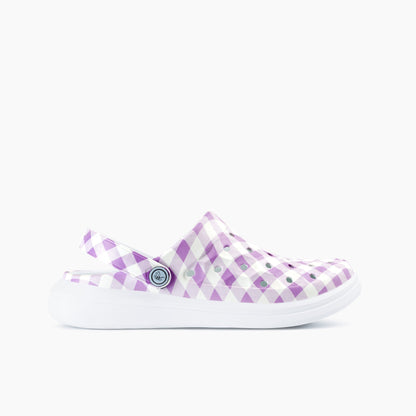 Joybees Men's Varsity Clog - Lilac Gingham - Side