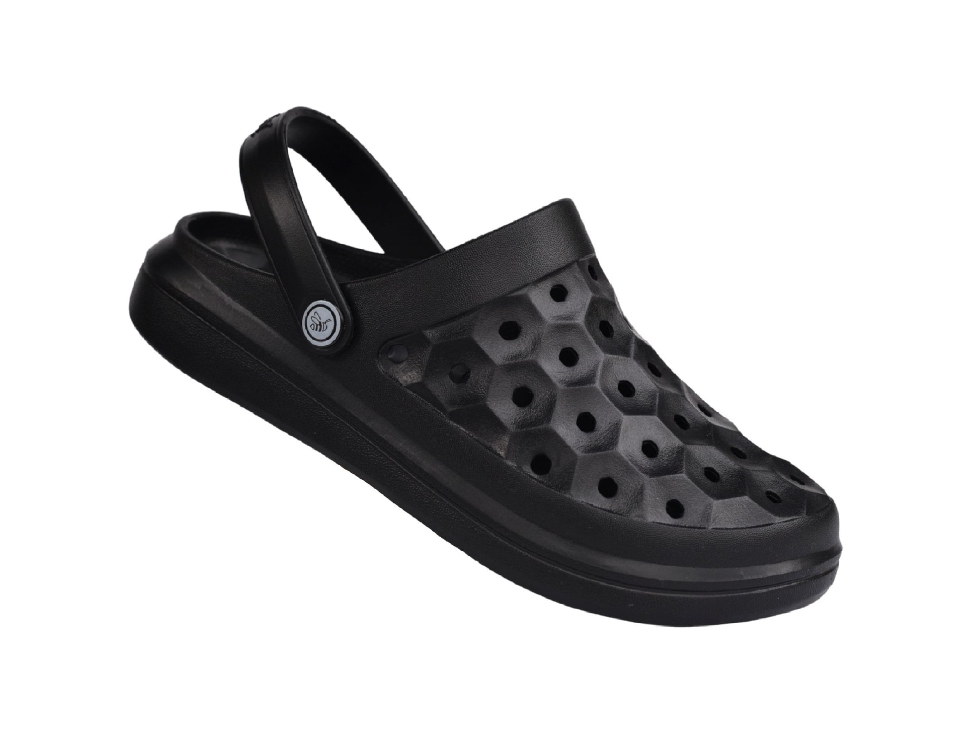 Joybees Varsity Clog - Unisex Comfort Clog - Black - Strap Detail