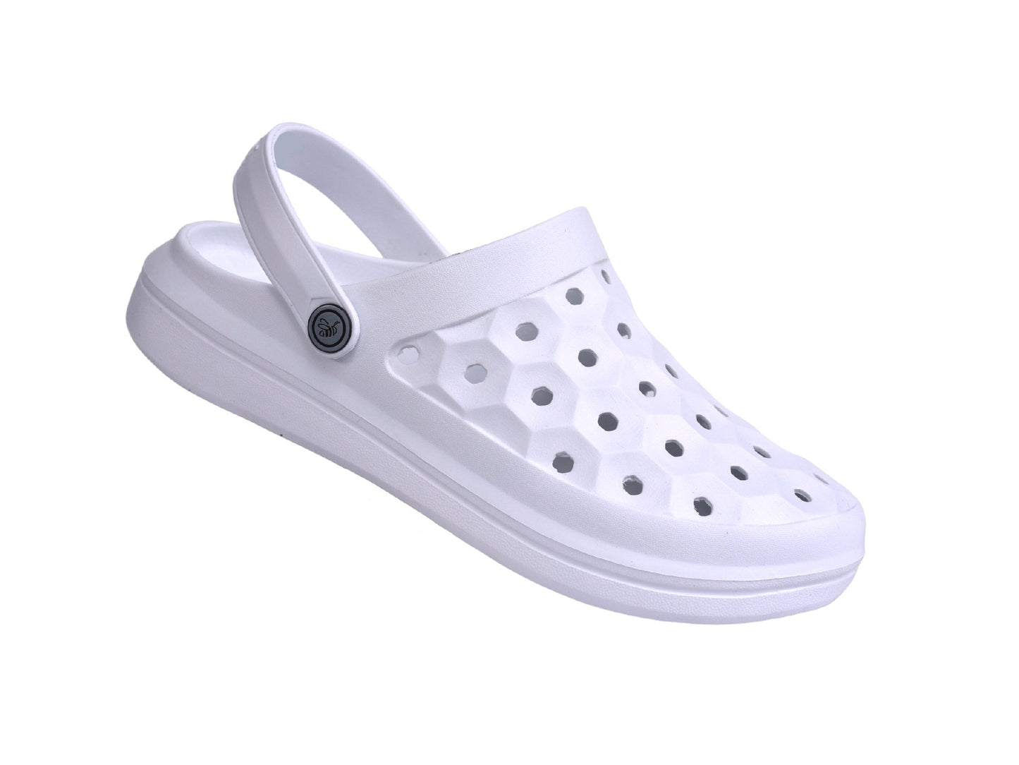 Joybees Varsity Clog - Unisex Comfort Clog - White - Strap Detail