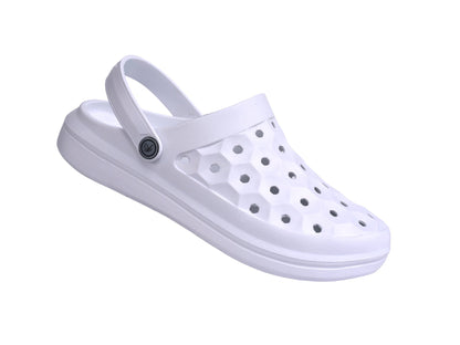 Joybees Varsity Clog - Unisex Comfort Clog - White - Strap Detail