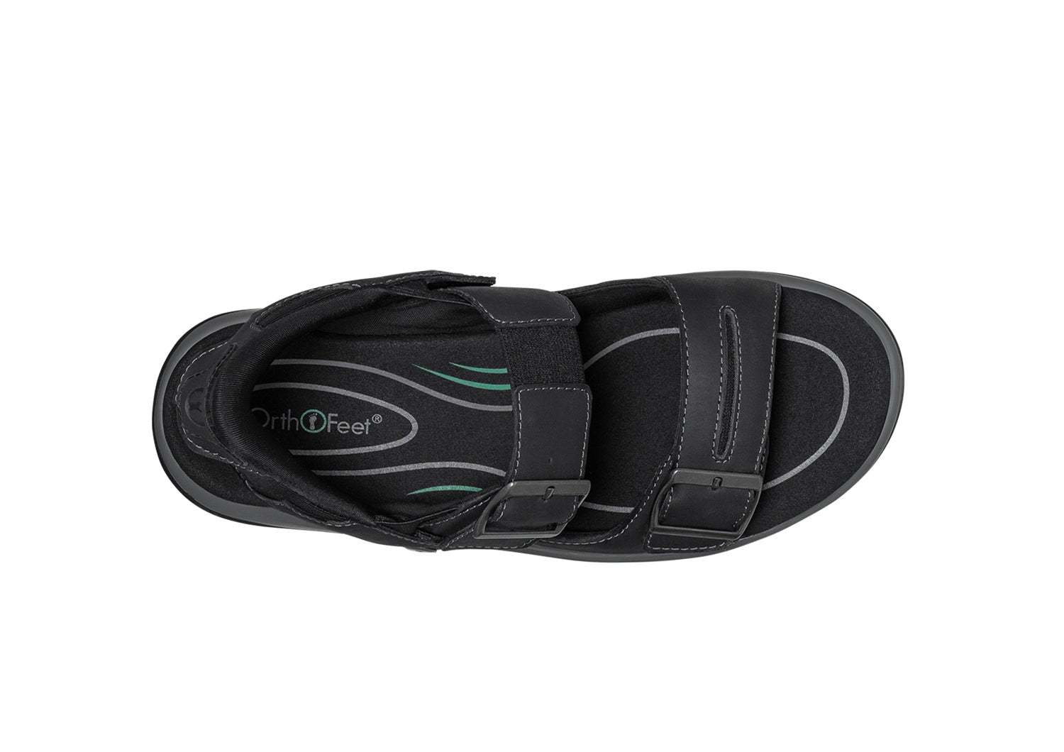 Orthofeet Minerva Hands-Free Supportive Women's Sandals - Black - Bird's Eye View - 6