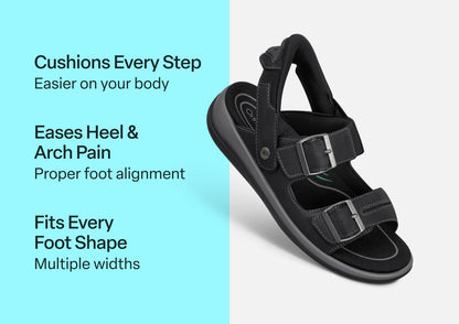 Orthofeet Minerva Hands-Free Supportive Women's Sandals - Black - Comfort Benefits - 2