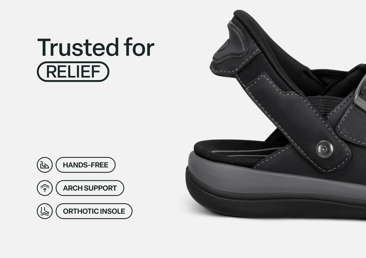 Orthofeet Minerva Hands-Free Supportive Women's Sandals - Black - Feature Detail - 3