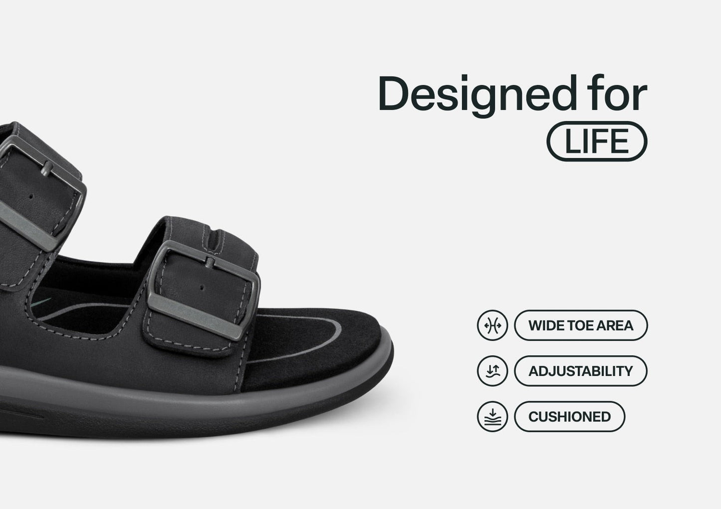 Orthofeet Minerva Hands-Free Supportive Women's Sandals - Black - Feature Detail - 4