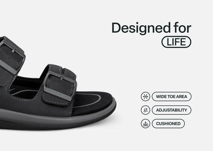 Orthofeet Minerva Hands-Free Supportive Women's Sandals - Black - Feature Detail - 4