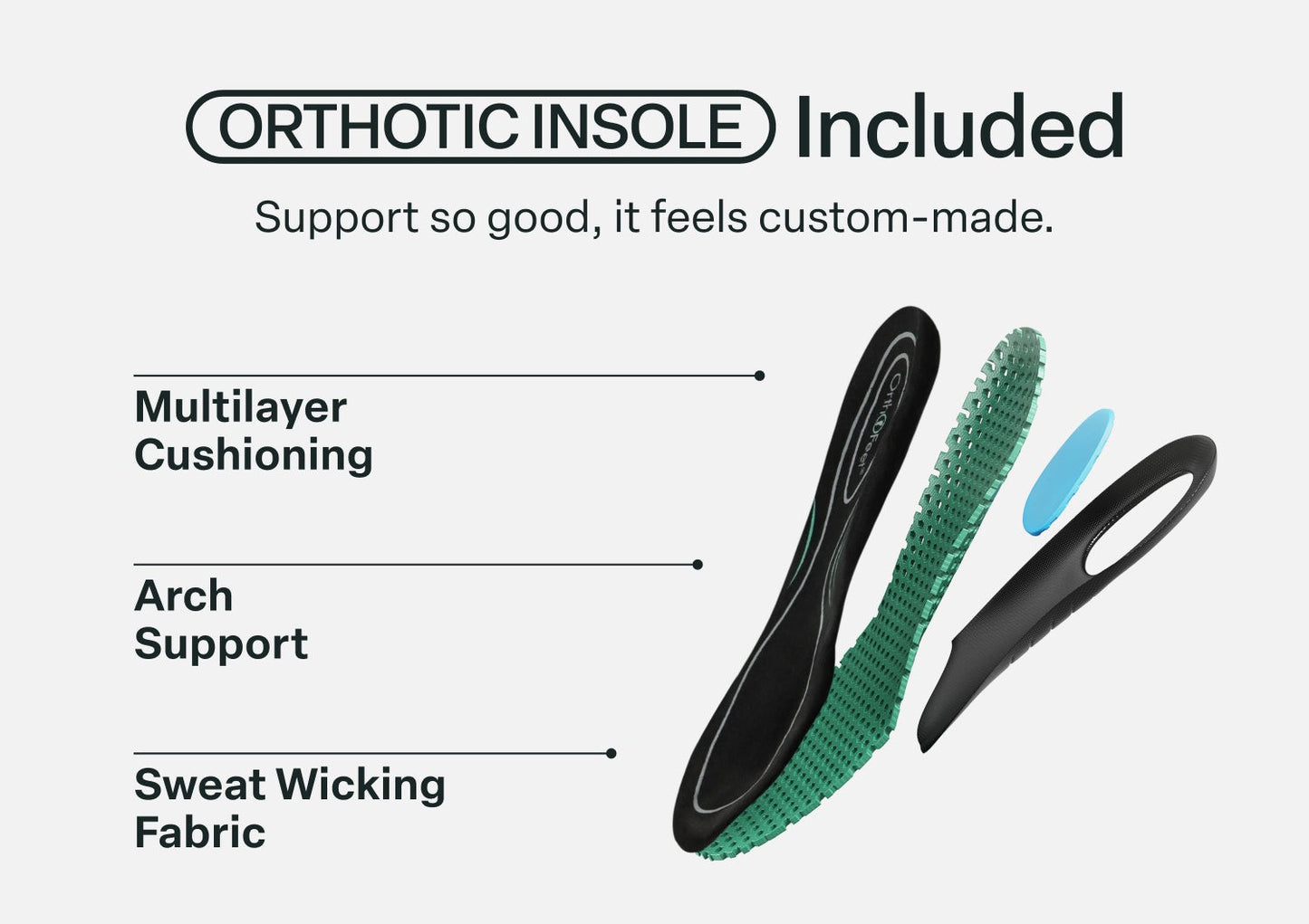 Orthofeet Minerva Hands-Free Supportive Women's Sandals - Black - Orthotic Insole Details - 5