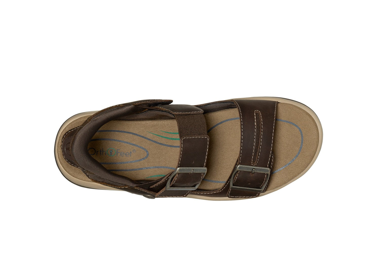 Orthofeet Minerva Hands-Free Supportive Women's Sandals - Brown - Bird's Eye View - 5