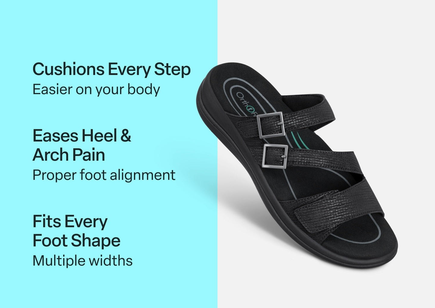Orthofeet Sahara Weave Women's Sandals - Black - Comfort Benefits - 3