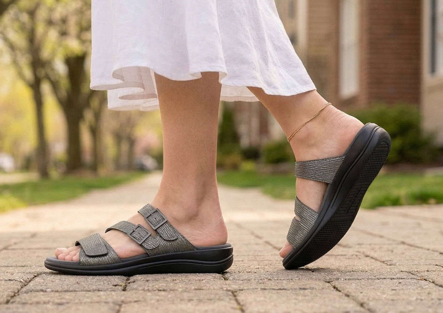 Orthofeet Sahara Weave Women's Sandals - Pewter - Product View - 2