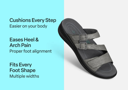 Orthofeet Sahara Weave Women's Sandals - Pewter - Comfort Benefits - 3