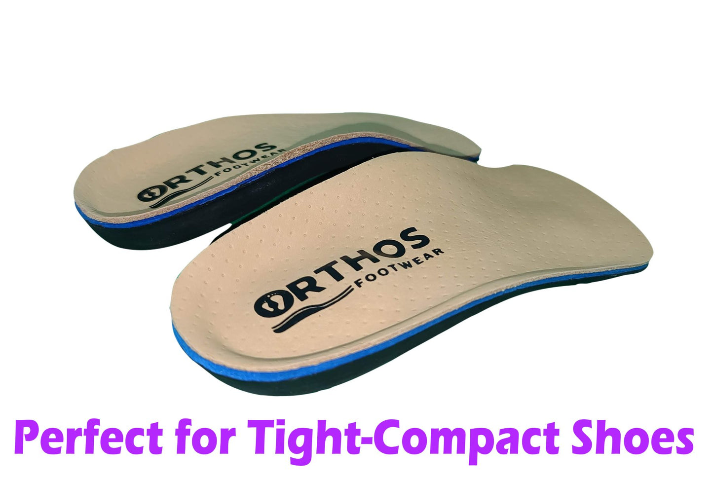 ORTHOS Footwear Replacement Orthotic Insoles 3/4 Length - Tan - Leather