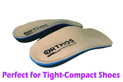 ORTHOS Footwear Replacement Orthotic Insoles 3/4 Length - Tan - Leather