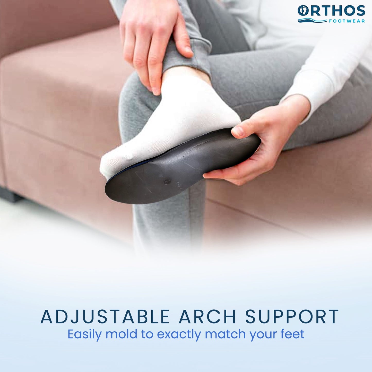 ORTHOS Shearling Orthotic Insoles - Inserts w/ Arch Support for Slippers, White - Sheepskin Lined Boots - adjustable insoles Lifestyle