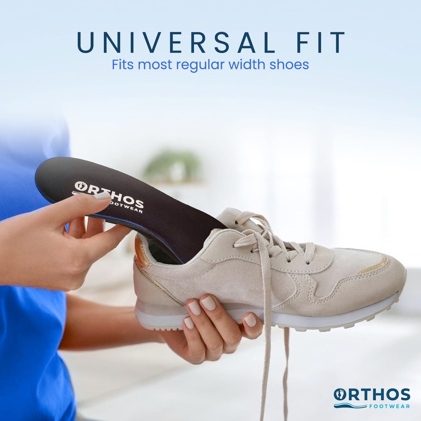 ORTHOS Shearling Orthotic Insoles - Inserts w/ Arch Support for Slippers, White - Sheepskin Lined Boots - shoe fit Lifestyle