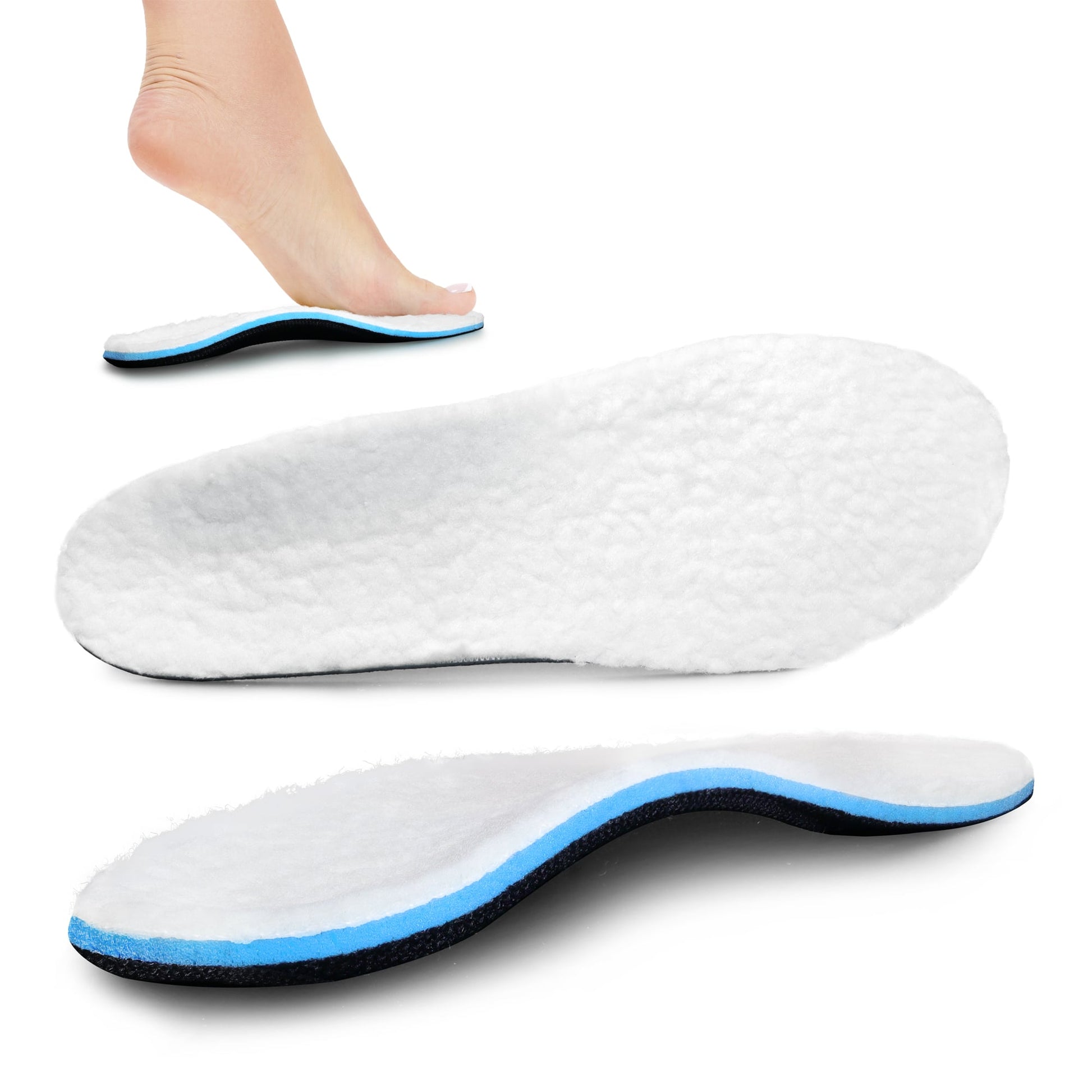 ORTHOS Shearling Orthotic Insoles - Inserts w/ Arch Support for Slippers, White - Sheepskin Lined Boots - Orthotic Insoles