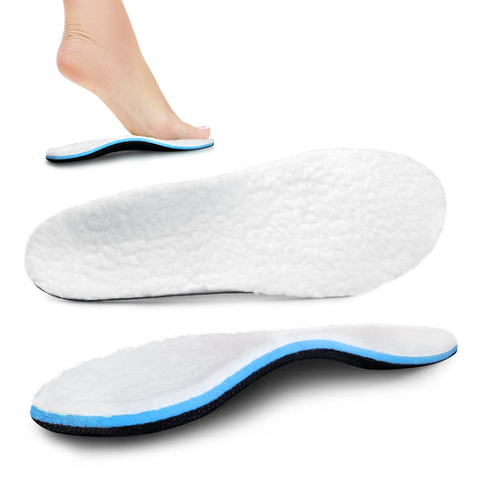 ORTHOS Shearling Orthotic Insoles - Inserts w/ Arch Support for Slippers, White - Sheepskin Lined Boots - Orthotic Insoles