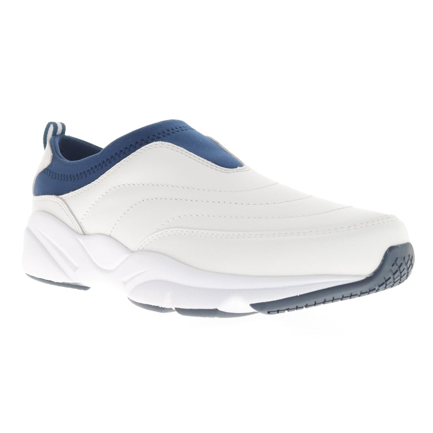 Propet Stability Slip-on Women's Walking Shoe - White/navy - angle main