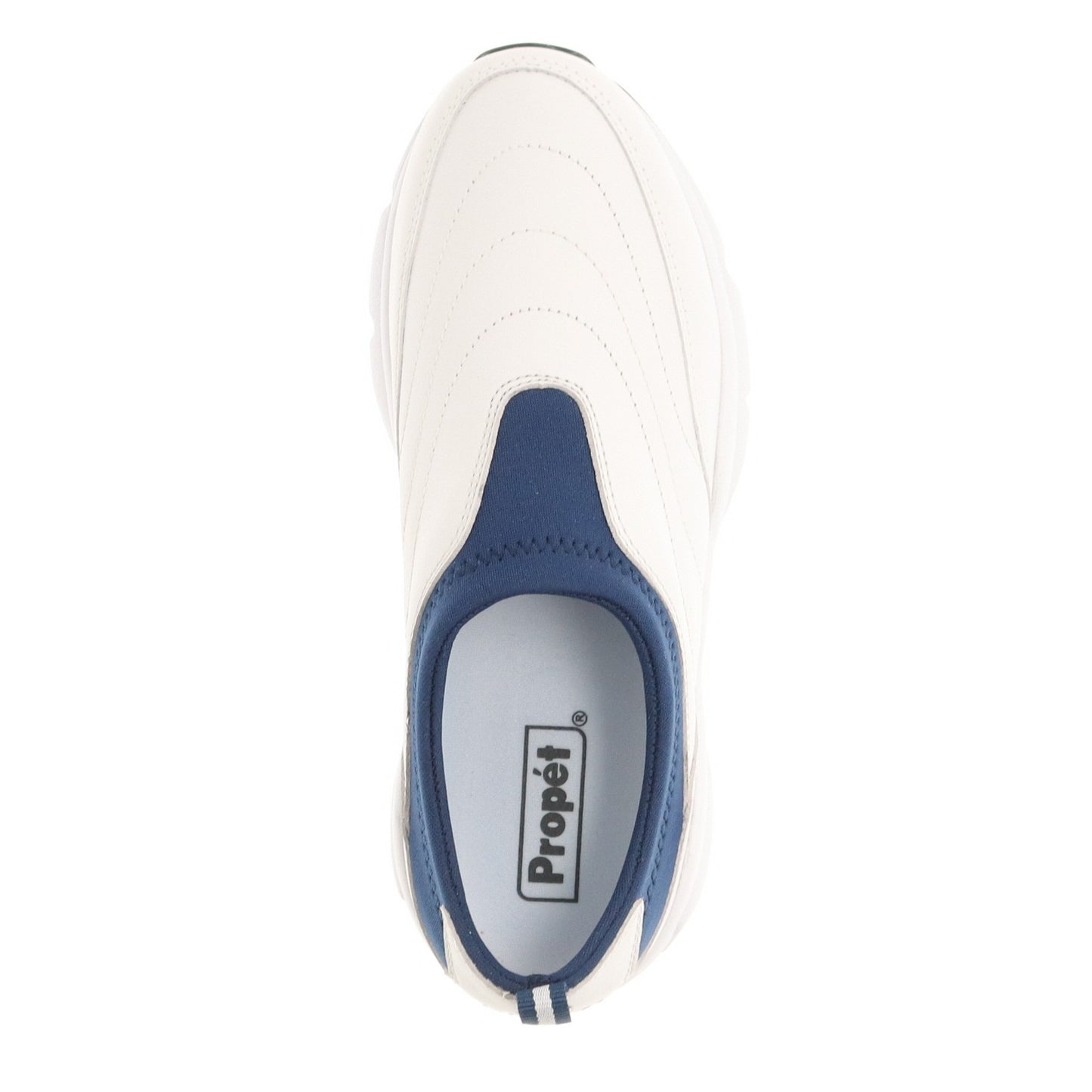 Propet Stability Slip-on Women's Walking Shoe - White/navy - top view