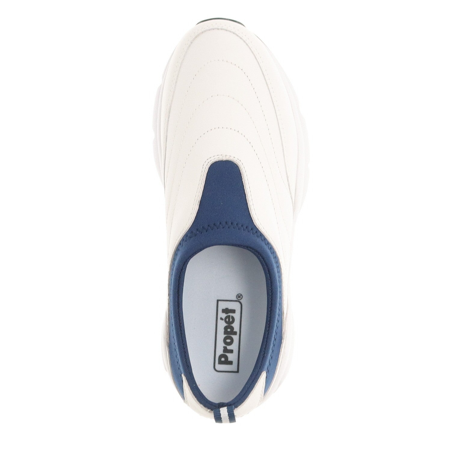 Propet Stability Slip-on Women's Walking Shoe - White/navy - top view