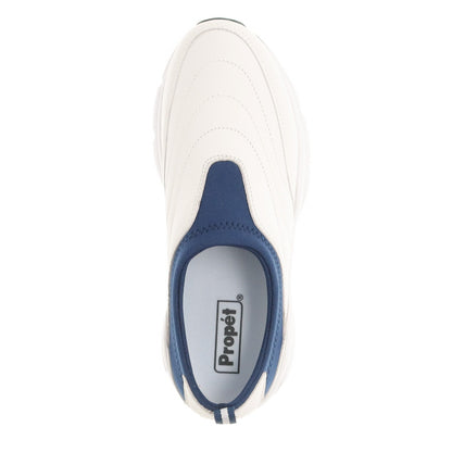 Propet Stability Slip-on Women's Walking Shoe - White/navy - top view