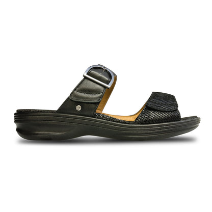 Revere Calais - Women's Slide Sandal - Calais Black Lizard Side