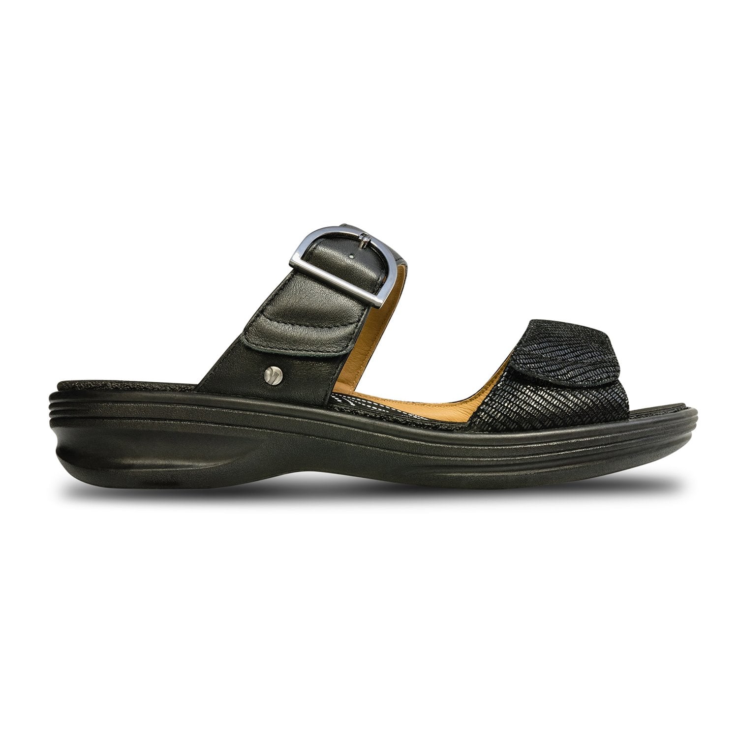 Revere Calais - Women's Slide Sandal - Calais Black Lizard Side
