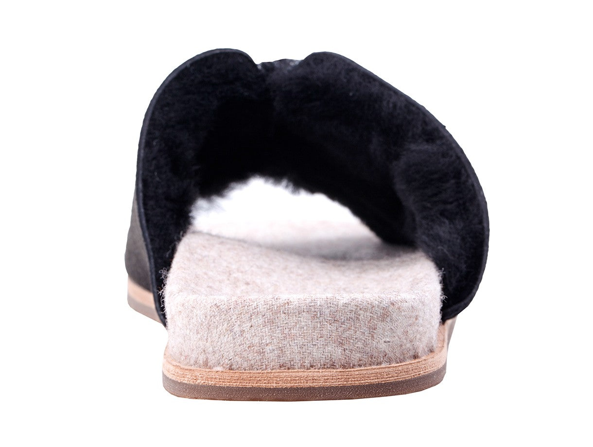 Revitalign Spruce Women's Shearling Slip-on Slipper - Black - Side