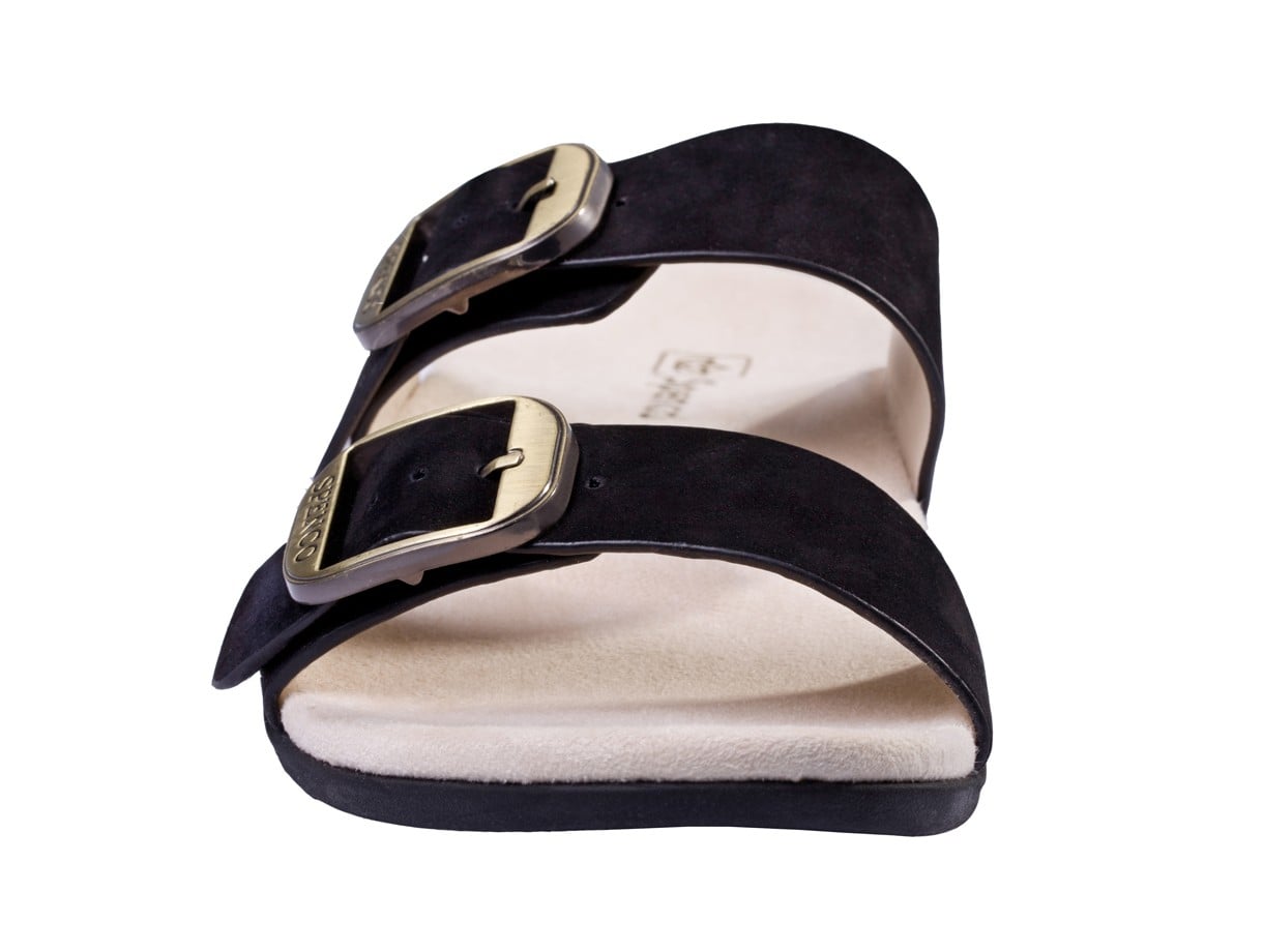 Spenco Vista Slide Women's Leather Arch Support Sandal - Black - Top