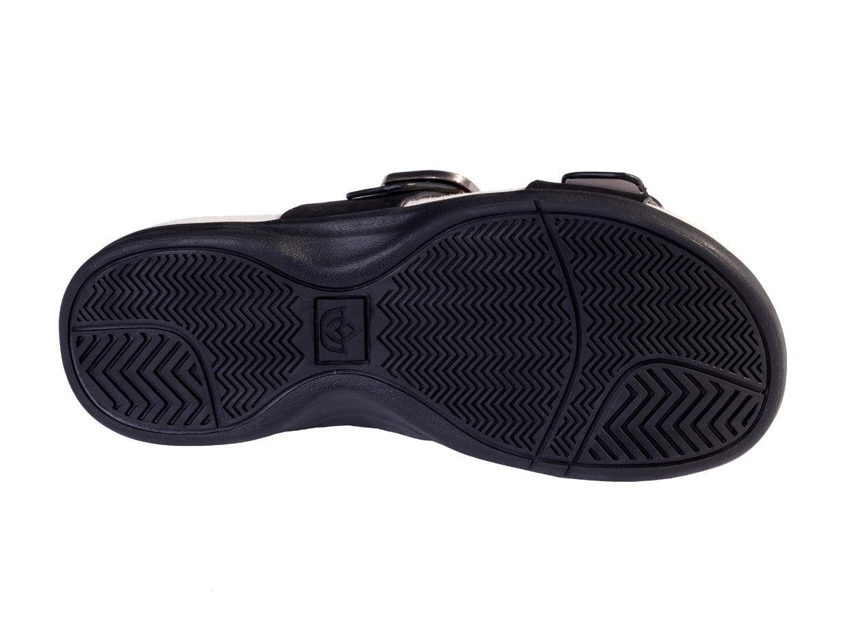 Spenco Vista Slide Women's Leather Arch Support Sandal - Black - Side