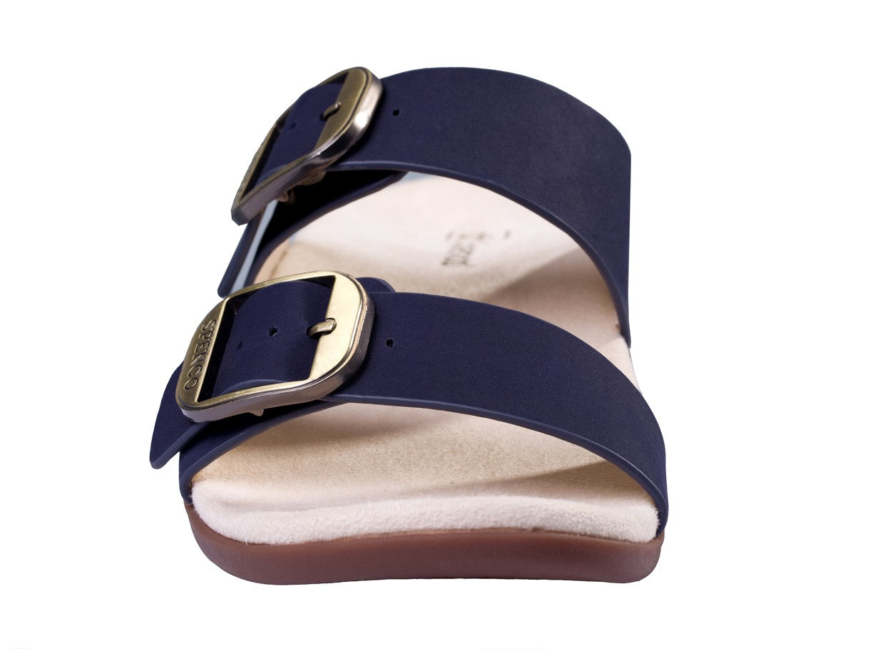 Spenco Vista Slide Women's Leather Arch Support Sandal - Peacoat - Top