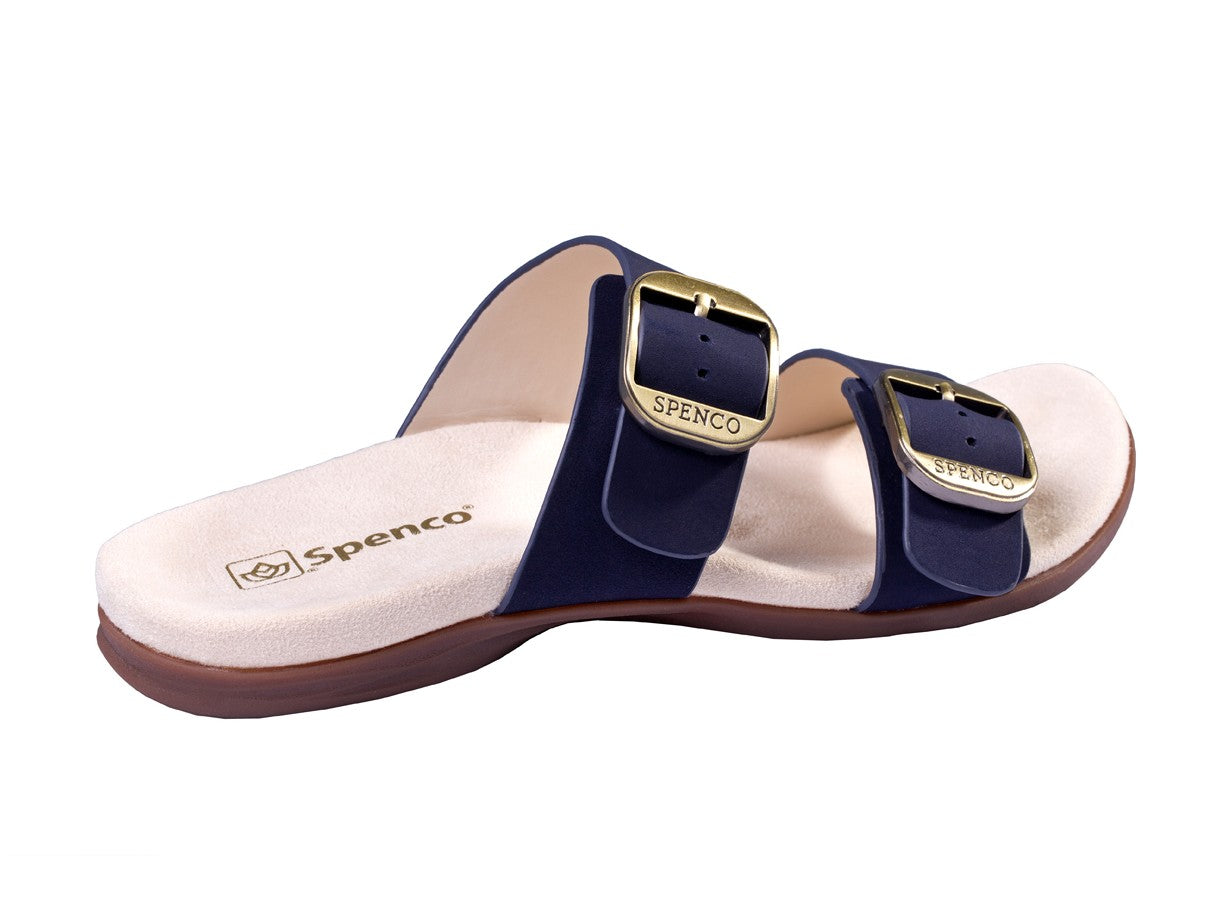 Spenco Vista Slide Women's Leather Arch Support Sandal - Peacoat - Bottom