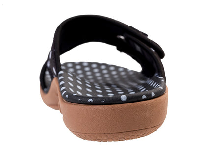 Spenco Kholo Polka Dot Women's Orthotic Slide Sandal - Black - Side
