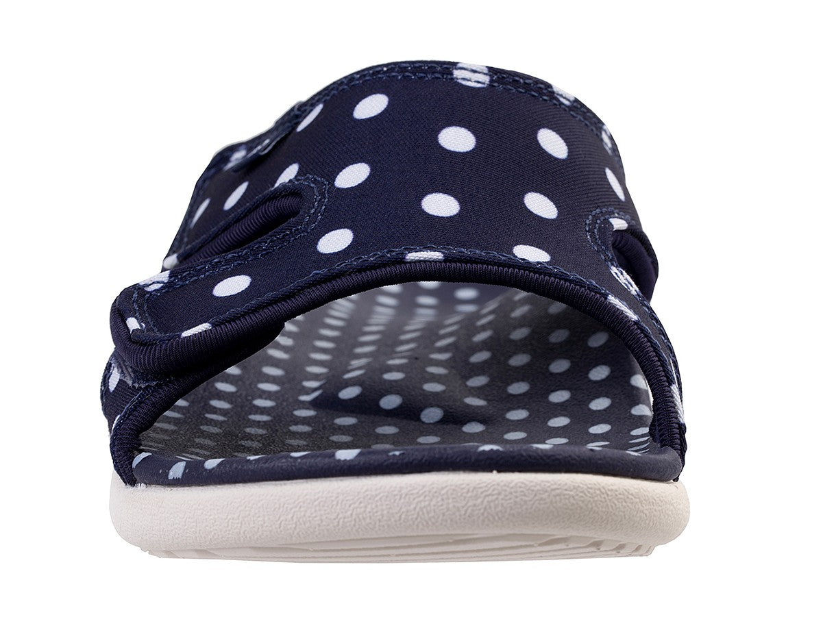 Spenco Kholo Polka Dot Women's Orthotic Slide Sandal - Navy - Top